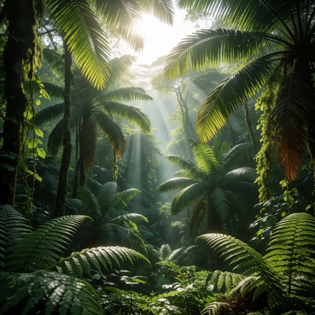 Tropical Indonesian landscape with dense foliage
